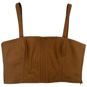 Zara Brown Structured Crop Top Fitted Bustier Style Tank - M